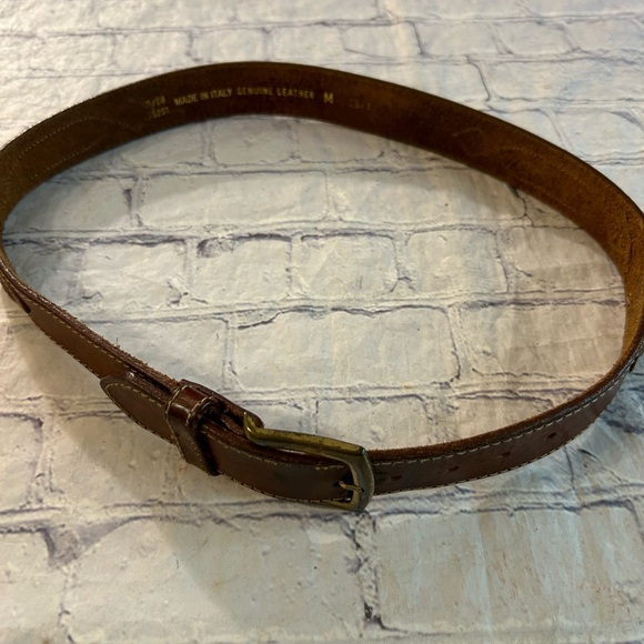 WESTERN MADE IN ITALY BROWN LEATHER WITH BRASS STUDS & STITCHING BELT WOMEN’S M - Picture 7 of 10